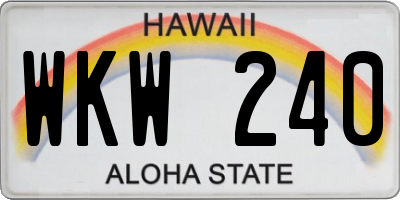 HI license plate WKW240