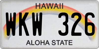 HI license plate WKW326