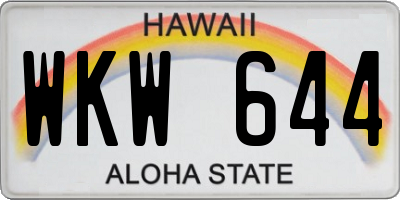 HI license plate WKW644