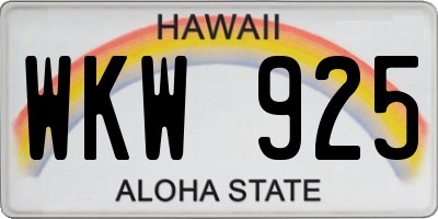 HI license plate WKW925