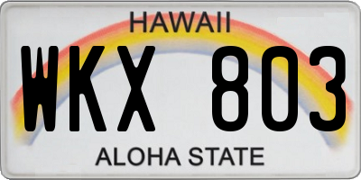 HI license plate WKX803