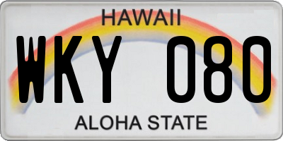 HI license plate WKY080