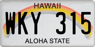 HI license plate WKY315