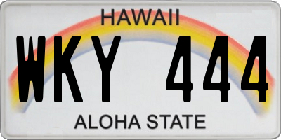 HI license plate WKY444