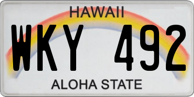 HI license plate WKY492