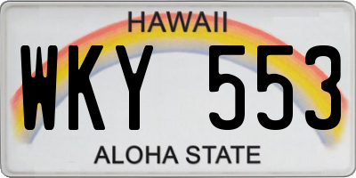 HI license plate WKY553