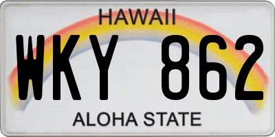 HI license plate WKY862