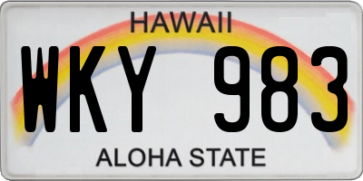 HI license plate WKY983