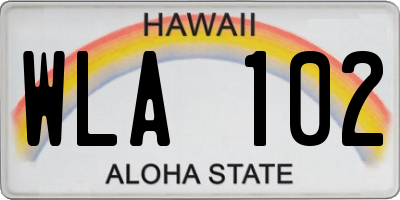 HI license plate WLA102