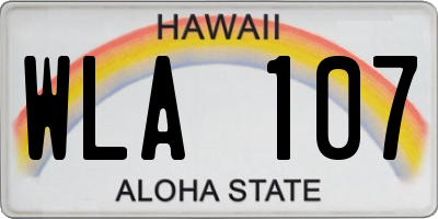 HI license plate WLA107