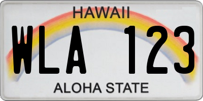 HI license plate WLA123