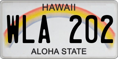 HI license plate WLA202