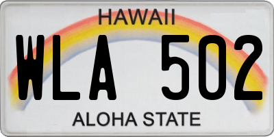 HI license plate WLA502