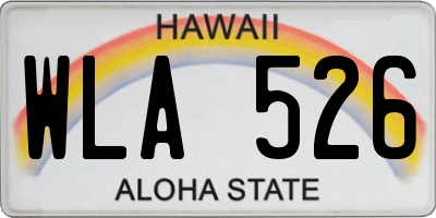 HI license plate WLA526