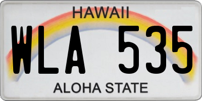 HI license plate WLA535