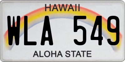 HI license plate WLA549