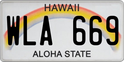 HI license plate WLA669