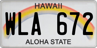 HI license plate WLA672