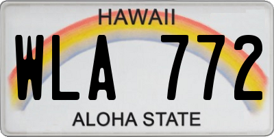 HI license plate WLA772
