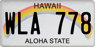 HI license plate WLA778