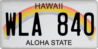 HI license plate WLA840