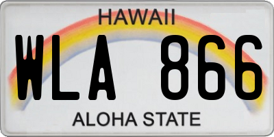HI license plate WLA866