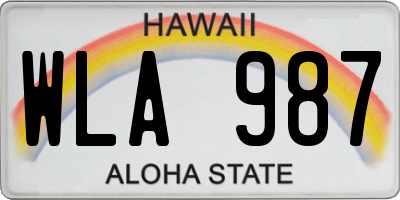 HI license plate WLA987