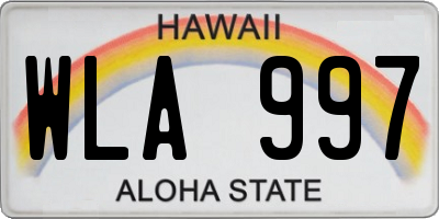 HI license plate WLA997