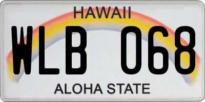 HI license plate WLB068