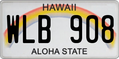 HI license plate WLB908