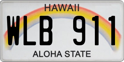 HI license plate WLB911