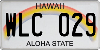 HI license plate WLC029