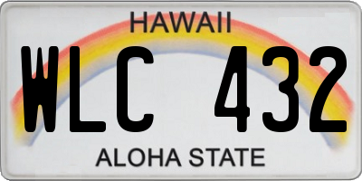 HI license plate WLC432