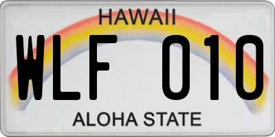 HI license plate WLF010