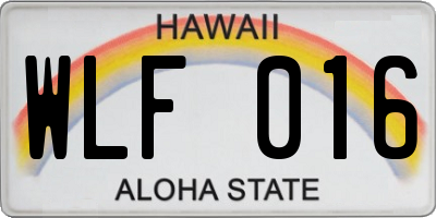 HI license plate WLF016