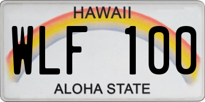 HI license plate WLF100