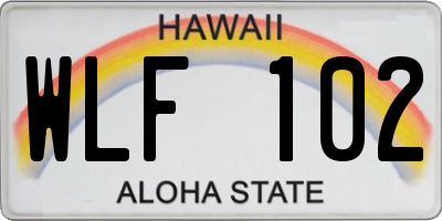 HI license plate WLF102