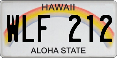 HI license plate WLF212