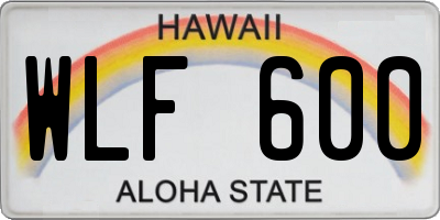 HI license plate WLF600