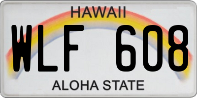 HI license plate WLF608