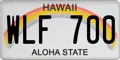 HI license plate WLF700