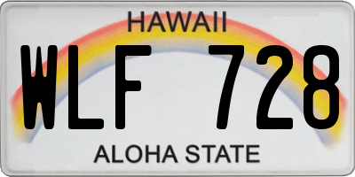 HI license plate WLF728