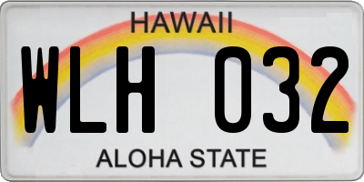 HI license plate WLH032