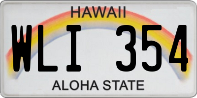 HI license plate WLI354