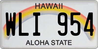 HI license plate WLI954