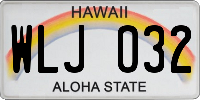 HI license plate WLJ032