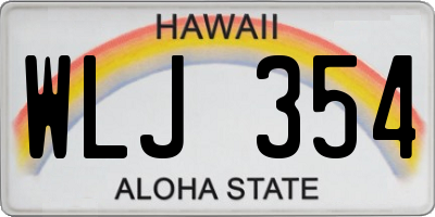 HI license plate WLJ354