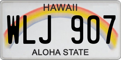HI license plate WLJ907