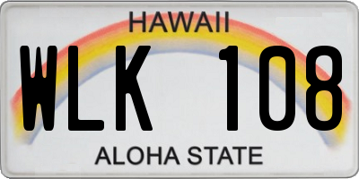 HI license plate WLK108