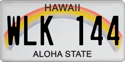 HI license plate WLK144